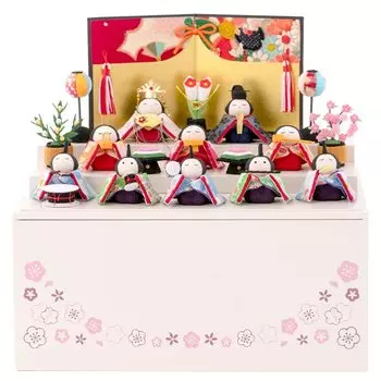 Compact and cute Hina storage Reihana Hina 30cm authentic Hina dolls dolls, Ryukodo, three-tiered display, (white), wide, (FUN fun) белый