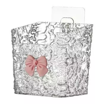 Compact Bathroom Organizer Elegant Bow Decor Bathroom Storage Boxes Set Wall-mounted Shower Caddy Organizer for Cotton Pads