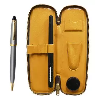 compact pencil black and neo processing retro mechanical pencil set Zipper-type case, pen-shaped eraser, D-1000 pear-gray T23-SMC46B-1000HS