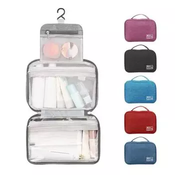 Compact Portable Hanging Toiletry Bag Handbag Waterproof Cosmetic Bag Foldable Large Capacity Wash Bag Bathroom Supplies красный