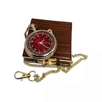 COMPASS Унисекс Брендированные Карманные Аналоговые Часы из Латуни Красного Цвета с Внутренним Циферблатом
