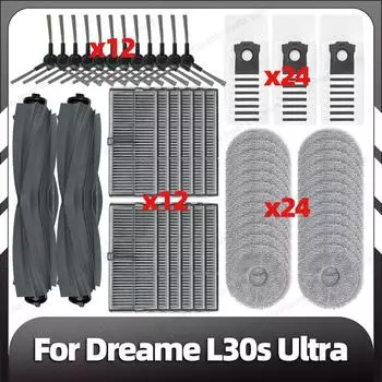 Совместимость с Dreame L30s Ultra: сменная основная боковая щетка, фильтр HEPA, насадка для швабры, пылесборник, запасные части, аксессуары