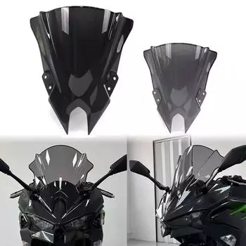 Compatible with Ninja 500 Ninja500 and Ninja500 Long smoked front racing front long rain custom parts SE, SE, 2025-2024 models. windshield, cowl, серый