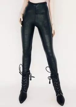 Compatible with TBLeague body for scale action figure DMTOYS Beautiful woman sexy black black leather style high waist leggings pants body and shoes