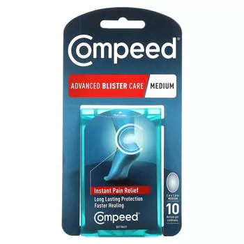 Compeed, улучшенный уход за мозолями, средний, 10 активных гелевых подушечек