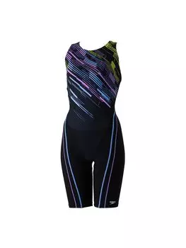 Competitive Swimming Training Swimsuit Digicose Slope Loose Kneeskin SFW12402 L [Speed] Lemon/Purple