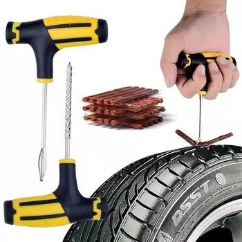Complete Car & Motorcycle Tire Repair Tool Kit Fix Punctures & Replace Tires Easily красный
