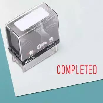 Completed Self Inking Rubber Stamp Custom Colop Office Stationary P20 Mini Stamper 14 mm x 38 mm синий