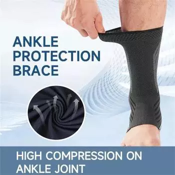 Compression Ankle Brace Sleeve High Elastic Foot Sleeve for Achilles Tendonitis Plantar Fasciitis Joint Pain Ankle Support L синий