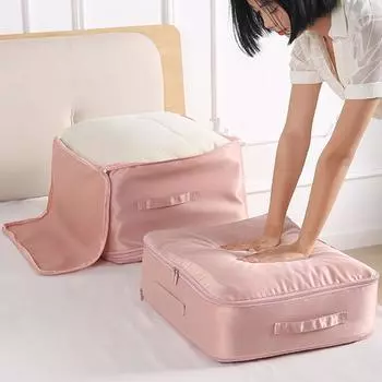 Компрессионный мешок для хранения одеяла большой емкости органайзер для шкафа складное одеяло подушка одеяло сжатый мешок для хранения розовый