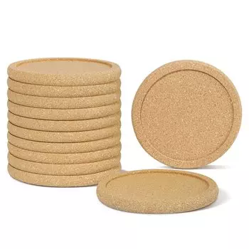 ComSaf Cork 12 Heat Diameter Large Suitable for Commercial New Gifts Coasters, Pieces, Resistant, Non-Slip, Round, 10cm, Capacity, Use, Glasses, Mugs,