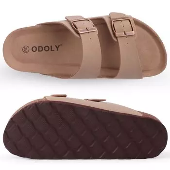 Comwarm Classic Cork Slide Sandals For Women New Fashion Suede Flats Sandals Summer Couple Beach Slippers With Adjustable Buckle 36