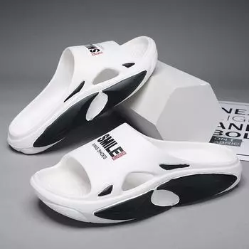 Теплые модные мужские летние тапочки, пляжные тапочки, сандалии, мягкие толстые подошвы, шлепанцы из ЭВА, мужские тапочки для ванной, шлепанцы 38-39 черный серый