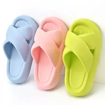 Comwarm Fashion Women s Slippers 2024 Summer Men Sandals Crossover Belt Design Home Thick Sole Slippers Outdoor Beach Flip Flops 36-37(fit35-36)