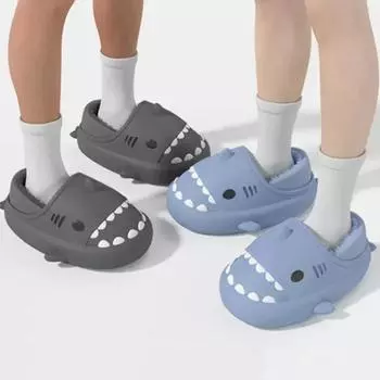 Comwarm модные меховые тапочки с акулой для женщин и мужчин зимние плюшевые тапочки с акулой для дома на открытом воздухе нескользящие водонепроницаемые теплые тапочки с акулой 36-37(22.5-23cm)