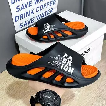 Comwarm New Summer Men s Slippers Breathable Hollow Beach Sandals Light Comfortable Indoor Flip Flops EVA Soft Sole Male Slides 39-40