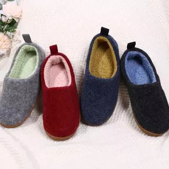 Comwarm Новые зимние женские хлопковые тапочки мужские домашние теплые войлочные туфли нескользящие пятки домашние пушистые тапочки уютные тапочки для спальни 37-38(9-9.2inch) темно-синий