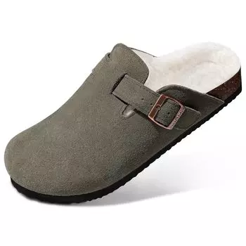 Comwarm плюшевые сабо женские с пробковой стелькой меховые мюли мужские теплые меховые шлепанцы домашние тапочки уличные зимние пушистые пробковые тапочки 36