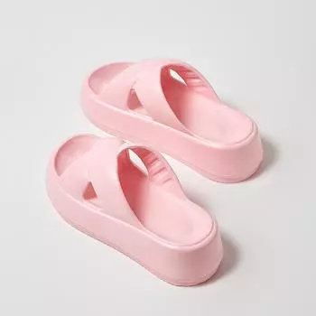 Comwarm Summer Slippers For Women Thick Platform Shower Shoes Non-Slip Cross Sandals Female Bath Soft Sole Slides Home Slippers 36-37 чёрный