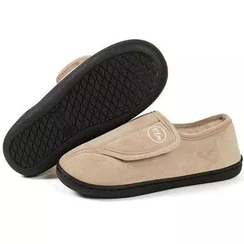 Comwarm зимние меховые туфли для женщин новые мужские плюшевые хлопковые туфли унисекс домашняя теплая обувь регулируемые уличные нескользящие пушистые туфли 36-37 чёрный