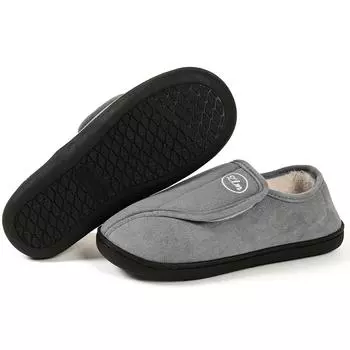 Comwarm зимние женские меховые туфли домашние плюшевые хлопковые туфли мужские домашние унисекс теплые туфли регулируемые уличные мягкие нескользящие пушистые туфли 36-37 чёрный