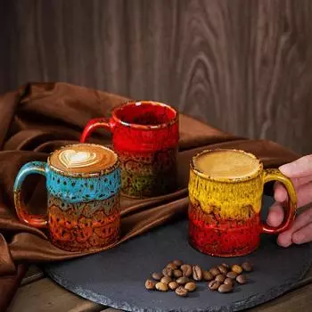 Concentrated Coffee Cup Barrel-shaped Cup Ceramic Kiln Mug Household Tea Mug Restaurant Mug 150ML Cup Ceramic Drinking Utensils 150ML