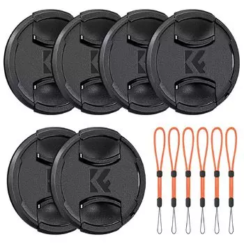 Concept Lens Cap 55mm 12 Piece Set 6 Lens Caps 6 Lost Prevention Straps Lens Protect Cap Inner Type One Touch K&F [In-house Developed] +