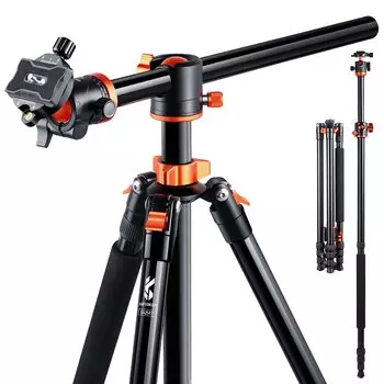Concept Tripod SLR 238cm 4 Tier Camera Tripod 49CM Horizontal Axis Overhead View 360 Degree Rotation Center Axis Inverted Monopod Variable Aluminum