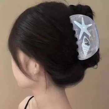 Conch Sea Series Shark Clip Starfish Acetic Acid Hair Claw Creative Whale Shark Clip Girls style3