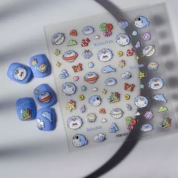 Conch Star Ocean Nail Stickers Dolphin Shiny Glass Dolphin Jelly Ocean Nail Decals Bronzing Nail Accessories