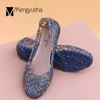 Лаконичные босоножки на плоской подошве с открытым носком, прозрачные туфли, женские сандалии без застежек, расклешенные туфли с неглубоким носком, женские, большого размера 41 6 чёрный