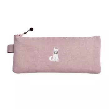Concise Pencil Case Cloth Pencil Case White Cat Peach 547594