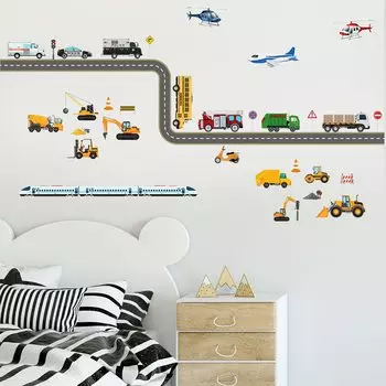 Condessacity Wall Симпатичная отклеивающаяся настенная наклейка для комнаты на детскую стену Наклейка, транспортное средство, автомобиль, самолет, поезд, наклейка, детская наклейка, декор,