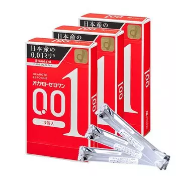 Condom Okamoto Zero One 3 set of single polyurethane with 3 stick packaged condom that does not reveal the made in Japan 0.01mm pieces, 3, item, PU,