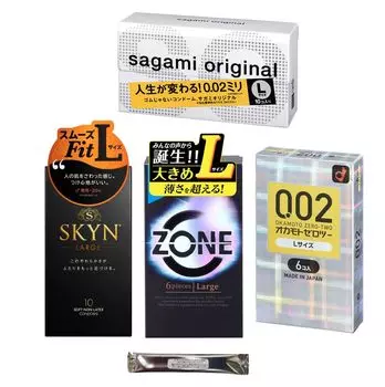 Презерватив Okamoto Zero Two L SKYN Large Sagami Original L Презерватив ZONE Large L размер Набор из 4 презервативов В комплекте с лосьоном-карандашом Контрацептивный презерватив 0,02 (6
