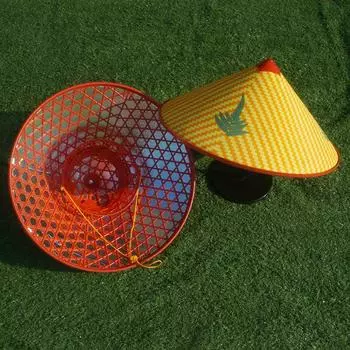 Cone Hat Retro Bamboo Rattan Fisherman Hat Handmade Weave Straw Bucket Hat Rain Dance Props Cone Sunshade Hat Plastic Bamboo Hat