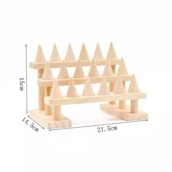 Cone Ring Display Holder Jewelry Display Stand Ring Showcase Storage Tray For Counter Shows Wooden Base Shop Decor