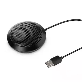 Conference USB Microphone,Omnidirectional Condenser Computer Microphone Plug and Play Mute Button Voice Pickup Mic for Laptop PC