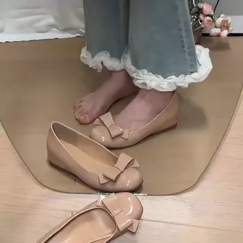 Congyuan same single shoes women s summer new miu bow beautiful light mouth nude flat shoes 35