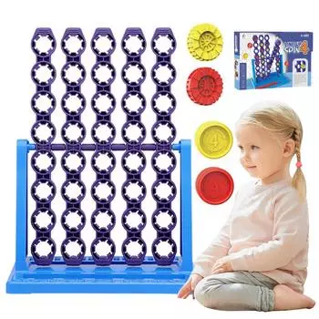Connect 4 Spin Game Настольные игры для 2 игроков Особенности Spinning Connect 4 Grid с быстросъемным слайдером для семьи и детей синий