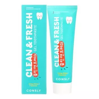 CONSLY Clean&Fresh Gingko Biloba & Seaweed Gel Toothpaste Гелевая зубная паста Clean&Fresh с экстрактами гинкго билоба и морских водорослей