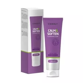 CONSLY Пенка для умывания успокаивающая с азуленом, 120мл, оригинальная корейская косметика для лица, эффективно и бережно очищает кожу лица,