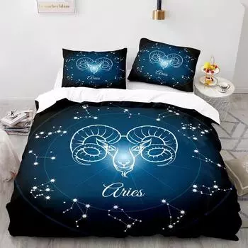 Constellation Duvet Cover Set Aries Galaxy Theme 23pcs Twin Bedding Set King Size Polyester Quilt Cover For Constellation Lover EU Single 135x200cm