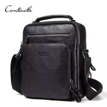 CONTACT S мужская кожаная сумка кросс-боди для документов и планшета чёрный
