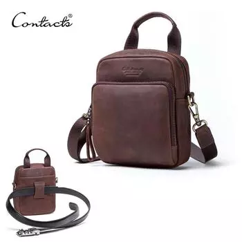 CONTACT S мужская поясная сумка из натуральной кожи в винтажном стиле