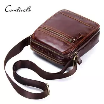CONTACT S мужская сумка кросс-боди из натуральной кожи темно-коричневого