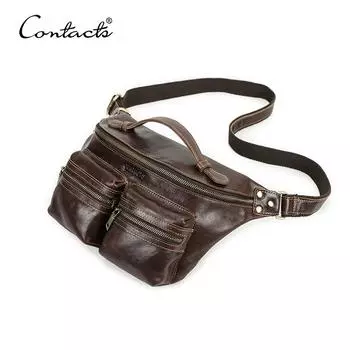 CONTACT S мужские поясные сумки из натуральной кожи, сумки через плечо высокого качества, поясные сумки, нагрудные сумки, карманы для телефона, дорожные мужские сумки