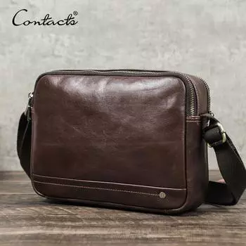 CONTACT S Мужские сумки на ремне из натуральной кожи, сумки через плечо из натуральной кожи, мужские дорожные сумки-слинг для iPad Air 10,9