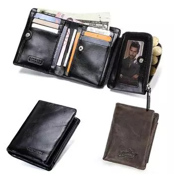 CONTACT S мужской бумажник из натуральной кожи с отделениями для пластиковых карт и монет