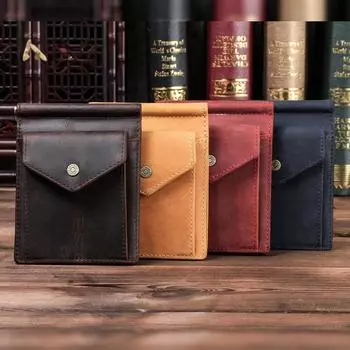 CONTACT S мужской компактный бумажник с RFID-защитой в стиле ретро из натуральной кожи коричневый